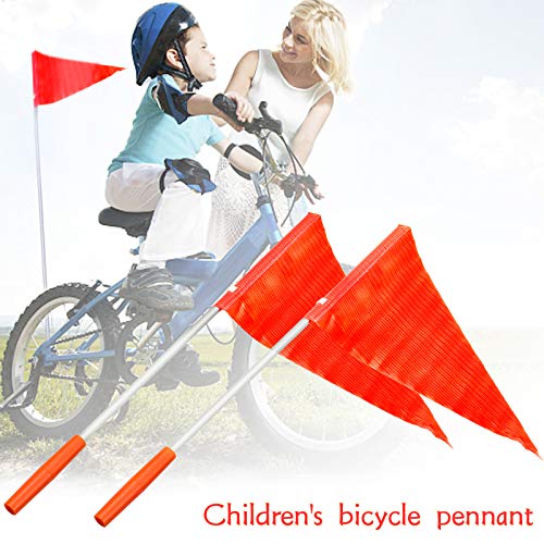 Winfred 2Pcs Banderín de Bicicleta, Seguridad Bandera para Bicicleta, Asta de Bandera Triangular para Hacer la Bicicleta Más Visible Naranja Color Distinto Proteción de Niños Niñas