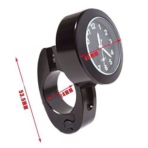 WINOMO Manillar de montaje Digital reloj 7/8" motocicleta moto accesorio impermeable (negro)