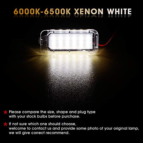 WinPower LED Luces de matrícula para coche Lámpara Numero plato luces Bulbos 3582 SMD con CanBus No hay error 6000K Xenón Blanco frio, 2 Piezas