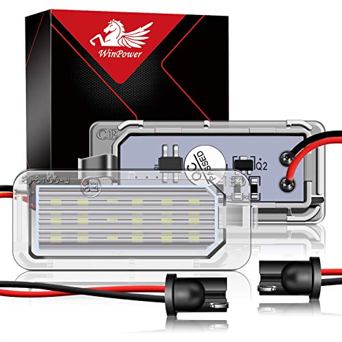 WinPower LED Luces de matrícula para coche Lámpara Numero plato luces Bulbos 3582 SMD con CanBus No hay error 6000K Xenón Blanco frio, 2 Piezas