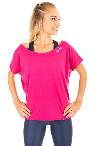 WINSHAPE Mujer Damen Ultra Leichtes Modal-Kurzarmshirt MCT002, Estilo de Baile, Fitness Freizeit Sport Yoga Entrenamiento Camisa de Manga Corta, Rosa Profundo, S