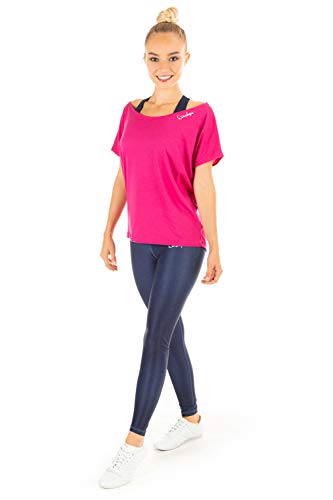 WINSHAPE Mujer Damen Ultra Leichtes Modal-Kurzarmshirt MCT002, Estilo de Baile, Fitness Freizeit Sport Yoga Entrenamiento Camisa de Manga Corta, Rosa Profundo, S