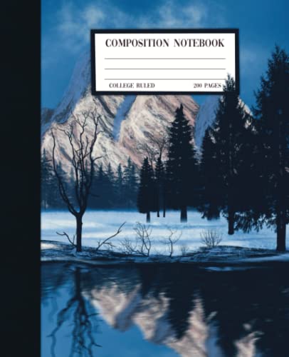 Winter Mountain Stream Composition Notebook College Ruled: Hand-Painted Landscape | Nature Landscape Journal Notebook | Winter Season Composition ... | 200 Pages | 7.5x9.25 | College Ruled Pages