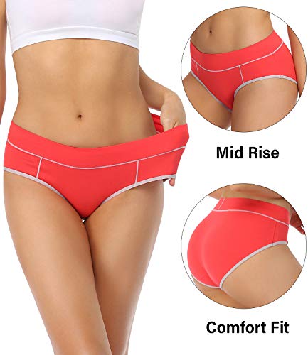 wirarpa Bragas Mujer Cintura Midi Algodón Braguitas Multicolore 5 Pack Talla L