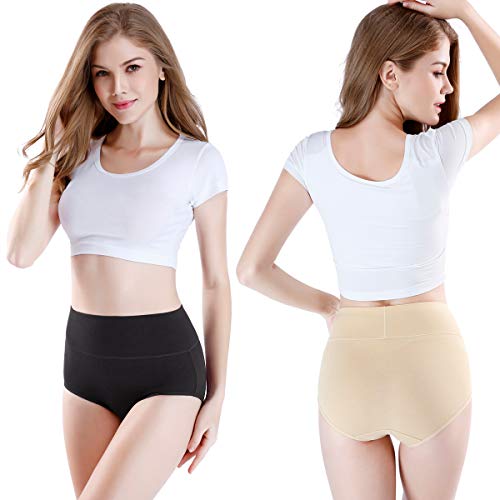 wirarpa Braguitas Culotte Algodón para Mujer Bragas de Cintura Alta Cómodo Multicolor Pack de 4 Talla L