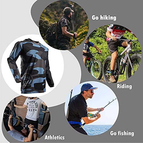 Wisdom Wolf Camiseta de ciclismo de manga larga para hombre de MTB de montaña transpirable y suave que absorbe la humedad