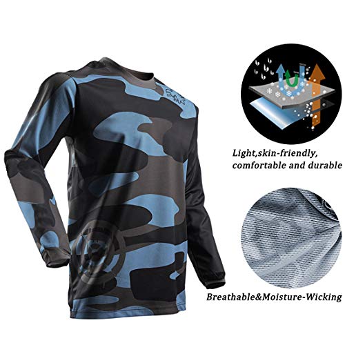 Wisdom Wolf Camiseta de ciclismo de manga larga para hombre de MTB de montaña transpirable y suave que absorbe la humedad