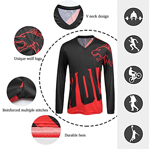 Wisdom Wolf Camiseta de ciclismo de manga larga para hombre, transpirable, cómoda, suave, absorbe la humedad, para ciclismo
