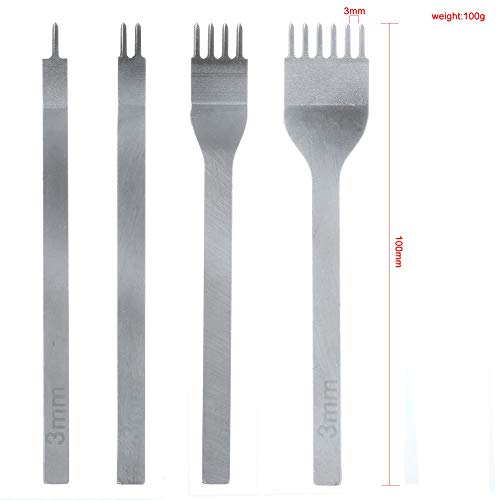 Wisfor Perforadora para Cuero, 4PCS Tenedores para Coser Cuero DIY, Herramientas para Artesanía de Cuero - 3MM