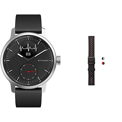 Withings ScanWatch Reloj Inteligente híbrido con ECG, tensiómetro y oxímetro, Negro + Pulseras Deportivas de Silicona para los Relojes ScanWatch, Steel HR, Steel HR Sport