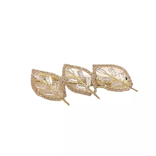 WLLLTYCard issuanceLadies Zircon Hairpin Leaf Rhinestone Side Clip Girl Zircon Bangs Clip Side Horquilla Regalo de la joyería