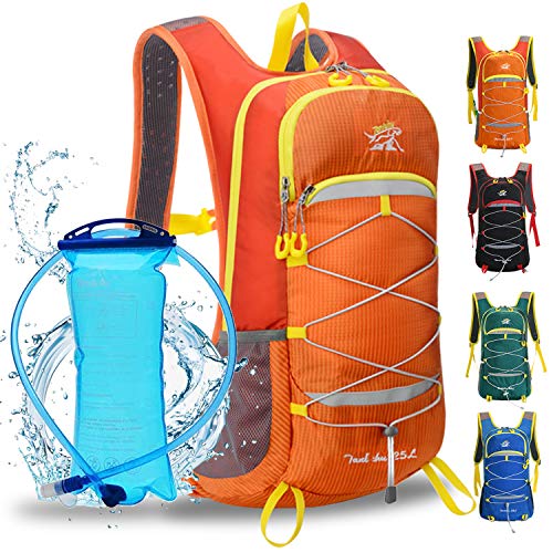 WLZP Mochila de hidratación con 2L Bolsa de Agua, 25L Mochilas Hidratacion MTB ，Vejiga de Agua Mochila Aplicar para hombresy Mujeres esquí, Funcionamiento, Senderismo, Ciclismo