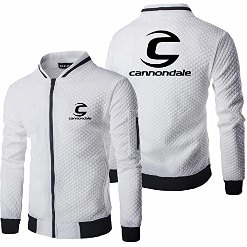 Woakzhe Can-n_ondale - Chaqueta de punto para hombre, cuello alto, a cuadros, con cremallera, manga larga, algodón, talla S, color blanco