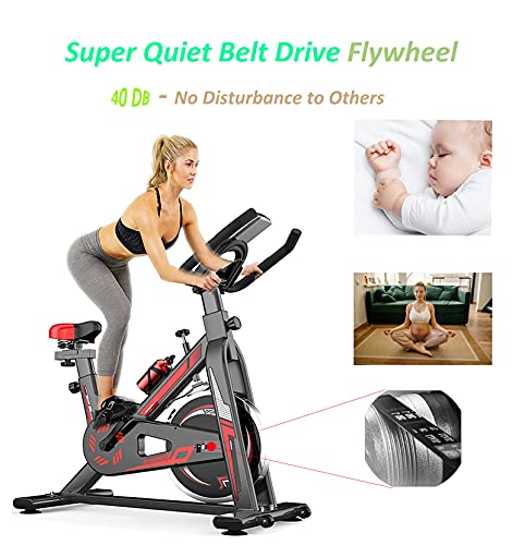 WOERD Bicicleta de ejercicio ultra silenciosa con volante de inercia con resistencia ajustable, bicicleta de entrenamiento interior inteligente con pantalla LCD multifuncional…