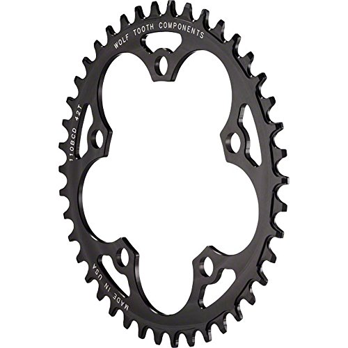 Wolf Tooth 110BCD Plato Bicicleta, Negro, 38