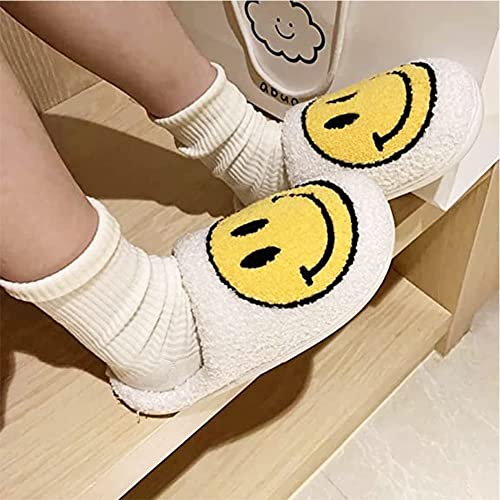 Womens Smiley Face Plush Warm Slippers Fluffy Cute House Home Shoes Memory Foam Soft Plush Warm Indoor Cute Non Slip (Pink,38-39)