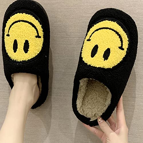Womens Smiley Face Plush Warm Slippers Fluffy Cute House Home Shoes Memory Foam Soft Plush Warm Indoor Cute Non Slip (Pink,38-39)