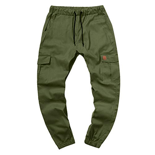 WOOGOD Pantalones chinos para hombre, informales, modernos, deportivos, con bolsillos, elásticos, para correr, para exteriores, cómodos, transpirables, verde, XXL