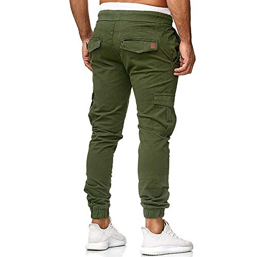 WOOGOD Pantalones chinos para hombre, informales, modernos, deportivos, con bolsillos, elásticos, para correr, para exteriores, cómodos, transpirables, verde, XXL