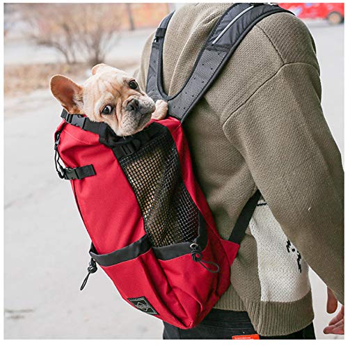 Woolala Mochila ligera para mascotas para perros pequeños y medianos, bolsa segura aprobada por el veterinario para viajes, fácil de tomar ahorro de espacio, rojo L