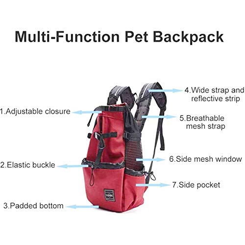 Woolala Mochila ligera para mascotas para perros pequeños y medianos, bolsa segura aprobada por el veterinario para viajes, fácil de tomar ahorro de espacio, rojo L
