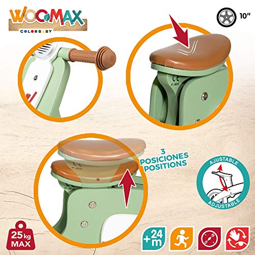 WOOMAX - Bici sin pedales madera, vespa madera, bici Scooter, bicicleta iniciación niños, bici sin pedales niño 2 años, máx 25 Kg, de 24 meses a 5 años (85378)