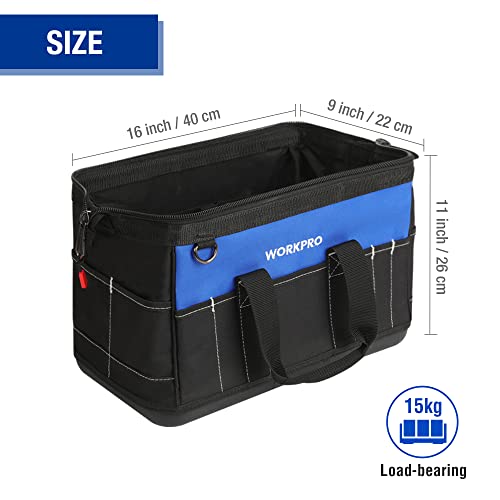 WORKPRO - Bolsa de boca ancha de 40,6 cm para herramientas, con base moldeada impermeable