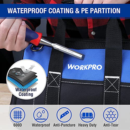 WORKPRO - Bolsa de boca ancha de 40,6 cm para herramientas, con base moldeada impermeable