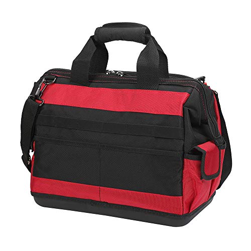 WORKPRO Bolsa de Herramientas 42 x 25 x 34 cm, Bolsa de Herramientas con Carga Máxima 18-30kg, Respaldo Rígido Resistente al Agua, Correa Ancha Ajustable para el Hombro, Cremallera Flexible