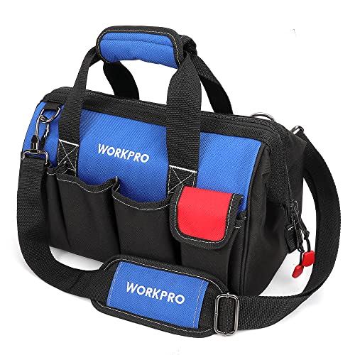 WORKPRO Bolsa de Herramientas Bolsa de Transporte Universal con Amplia Apertura de Cremallera Correa de Hombro Ajustable 35 x 25 x 19 CM