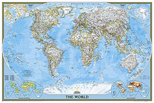 World Classic, Poster Size, Tubed: Wall Maps World (National Geographic Reference Map)