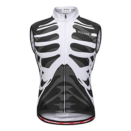 WOSAWE Camisetas de Ciclismo para Hombre Transpirable Chaleco de Bicicleta sin Mangas MTB Chaqueta para Deportes al Aire Libre (Esqueleto S)