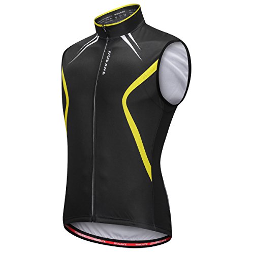 WOSAWE Camisetas de Ciclismo para Hombre Transpirable Chaleco de Bicicleta sin Mangas MTB Chaqueta para Deportes al Aire Libre (Negro con Amarillo L)