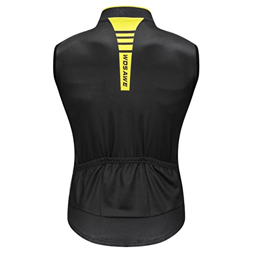 WOSAWE Camisetas de Ciclismo para Hombre Transpirable Chaleco de Bicicleta sin Mangas MTB Chaqueta para Deportes al Aire Libre (Negro con Amarillo L)