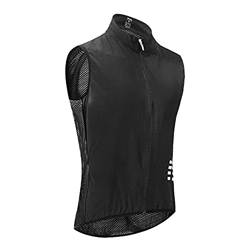 WOSAWE Chaleco de Ciclismo, Hombres Transpirable Sin Mangas Chaqueta de MTB Cortavientos Ropa de Bicicleta (Negro XXL)