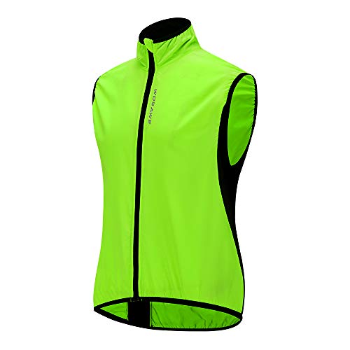 WOSAWE Chaleco de ciclismo para hombre Ligero y transpirable al aire libre Correr sin mangas Chaquetas de ocio Ropa deportiva(Verde L)