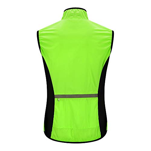 WOSAWE Chaleco de ciclismo para hombre Ligero y transpirable al aire libre Correr sin mangas Chaquetas de ocio Ropa deportiva(Verde XXL)