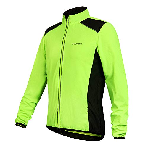 WOSAWE Chaqueta de Alta Visibilidad para Hombre, Ultra-Light Excursionismo Bicicleta Chaqueta de Viento (BC240 Verde XL)