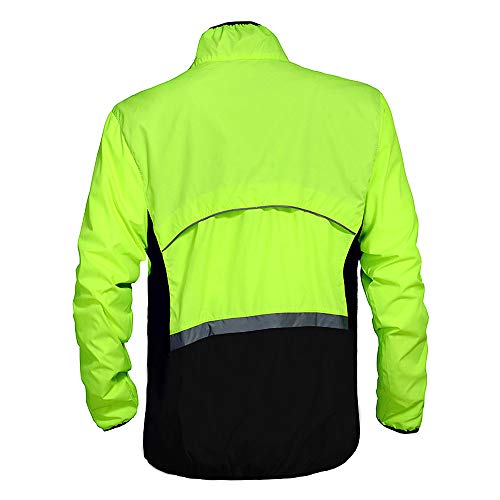 WOSAWE Chaqueta de Alta Visibilidad para Hombre, Ultra-Light Excursionismo Bicicleta Chaqueta de Viento (BC240 Verde XL)