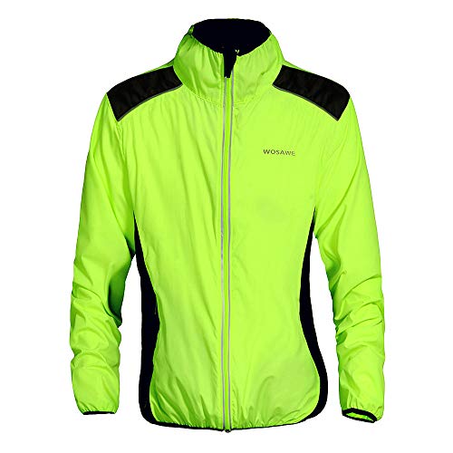 WOSAWE Chaqueta de Alta Visibilidad para Hombre, Ultra-Light Excursionismo Bicicleta Chaqueta de Viento (BC240 Verde XL)