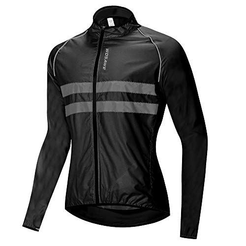 WOSAWE Hombres Ropa Ciclismo, Transpirable Chaqueta de Ciclismo Cortavientos Alta Visivilidad Chaleco Reflectante de MTB (BL215 Chaleco Negro XL)