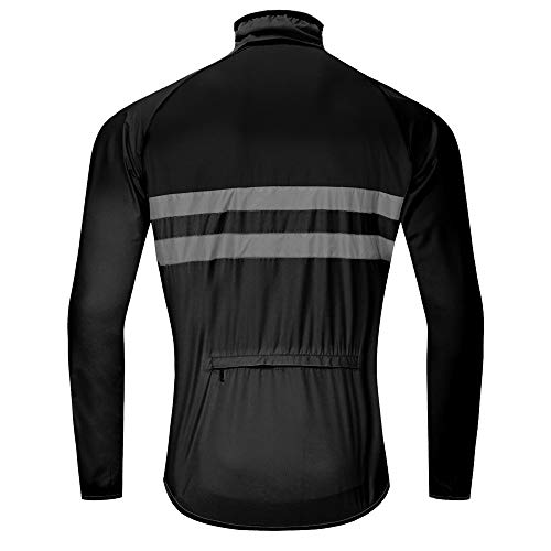 WOSAWE Hombres Ropa Ciclismo, Transpirable Chaqueta de Ciclismo Cortavientos Alta Visivilidad Chaleco Reflectante de MTB (BL215 Chaleco Negro XL)