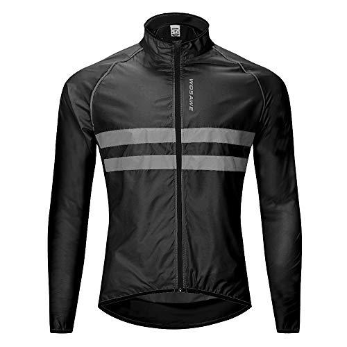 WOSAWE Hombres Ropa Ciclismo, Transpirable Chaqueta de Ciclismo Cortavientos Alta Visivilidad Chaleco Reflectante de MTB (BL215 Chaleco Negro XL)