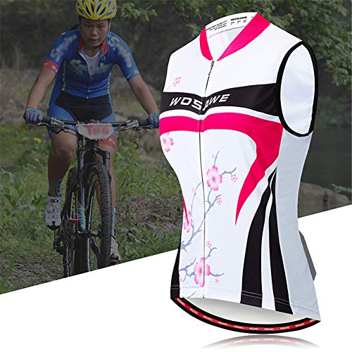 WOSAWE Maillot de Ciclismo para Mujer Transpirable Sin Mangas Chaqueta de Bicicleta Camiseta para Verano Deportes al Aire Libre (Flor de Ciruelo S)