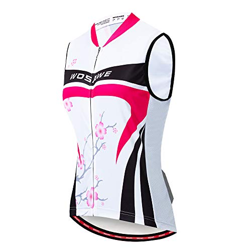 WOSAWE Maillot de Ciclismo para Mujer Transpirable Sin Mangas Chaqueta de Bicicleta Camiseta para Verano Deportes al Aire Libre (Flor de Ciruelo S)