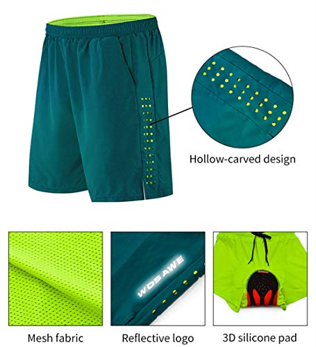 WOSAWE Pantalones Cortos de Bicicleta para Hombres Transpirable Gel 3D Acolchada Sueltos Pantalones Cortos de Ciclismo para MTB Descenso Ciclismo (Navy XXL)