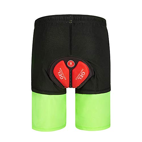 WOSAWE Pantalones Cortos de Bicicleta para Hombres Transpirable Gel 3D Acolchada Sueltos Pantalones Cortos de Ciclismo para MTB Descenso Ciclismo (Verde L)