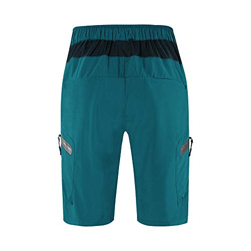 WOSAWE Pantalones Cortos de Ciclismo, Hombres Pantalones Sueltos Transpirables + Gel 3D Acolchada MTB Ropa Interior (BL432 Navy M)