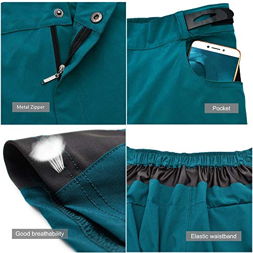 WOSAWE Pantalones Cortos de Ciclismo, Hombres Pantalones Sueltos Transpirables + Gel 3D Acolchada MTB Ropa Interior (BL432 Navy M)