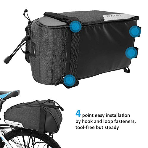 WOTOW Bolsa Trasera para Bicicleta, Multifuncional Bicicleta Bolsa de Asiento Trasero, Bolsa para Baúl bolsa para el Pecho Resistente al Agua Capacidad Masiva de 6.8L para Viajes al Aire Libre